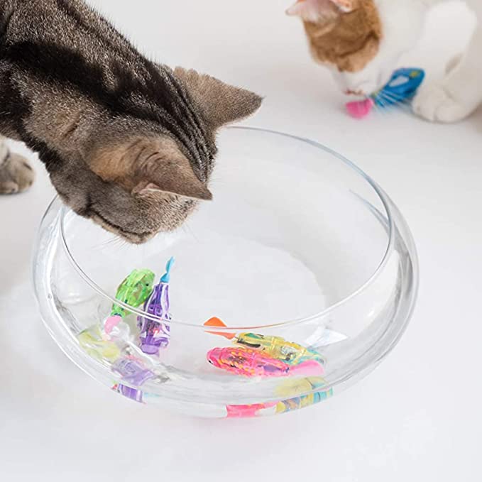 Swimming Robot Fish Toy for Cat and Dog with LED Light | Interactive Dog/Cat Toy | Electronic Pet Fish- Set of 4