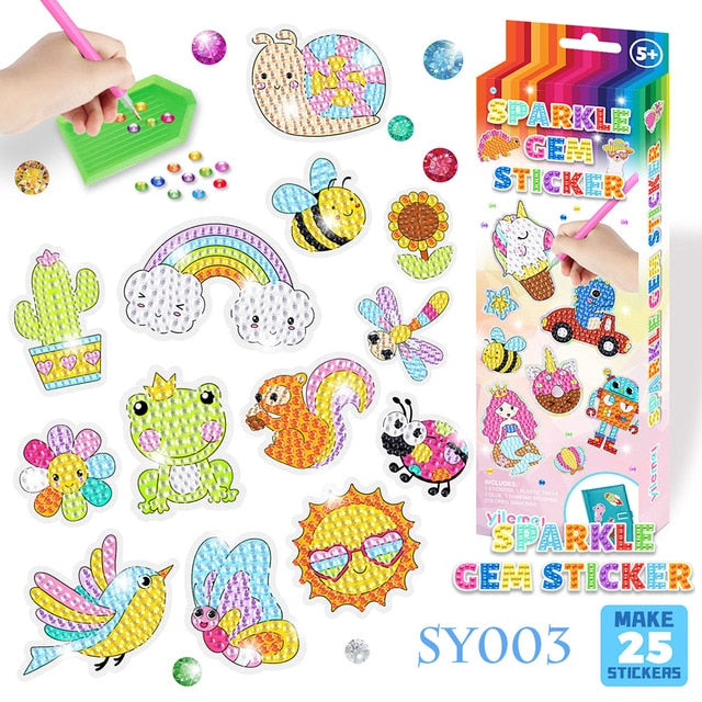 Sparkle Gem Stickers | DIY children's free stick cartoon diamond sticker painting