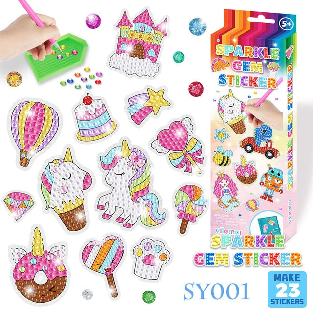 Sparkle Gem Stickers | DIY children's free stick cartoon diamond sticker painting