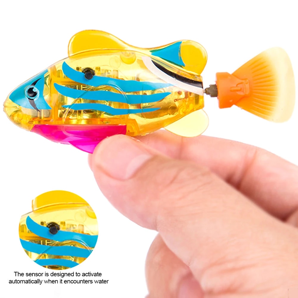 Swimming Robot Fish Toy for Cat and Dog with LED Light | Interactive Dog/Cat Toy | Electronic Pet Fish- Set of 4
