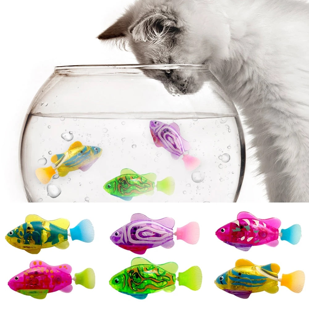 Swimming Robot Fish Toy for Cat and Dog with LED Light | Interactive Dog/Cat Toy | Electronic Pet Fish- Set of 4