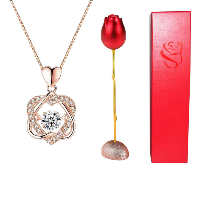 Rose Pendant With Projection Necklace