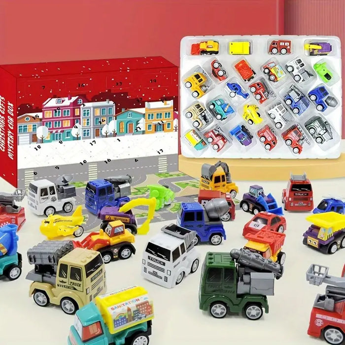 24 Pieces Holiday Countdown Calendar Vehicle Themed Set