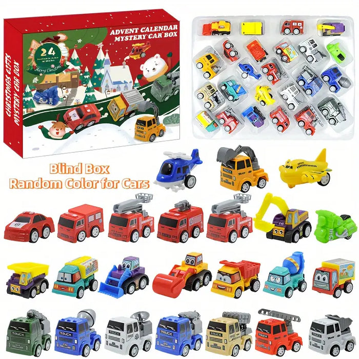 24 Pieces Holiday Countdown Calendar Vehicle Themed Set