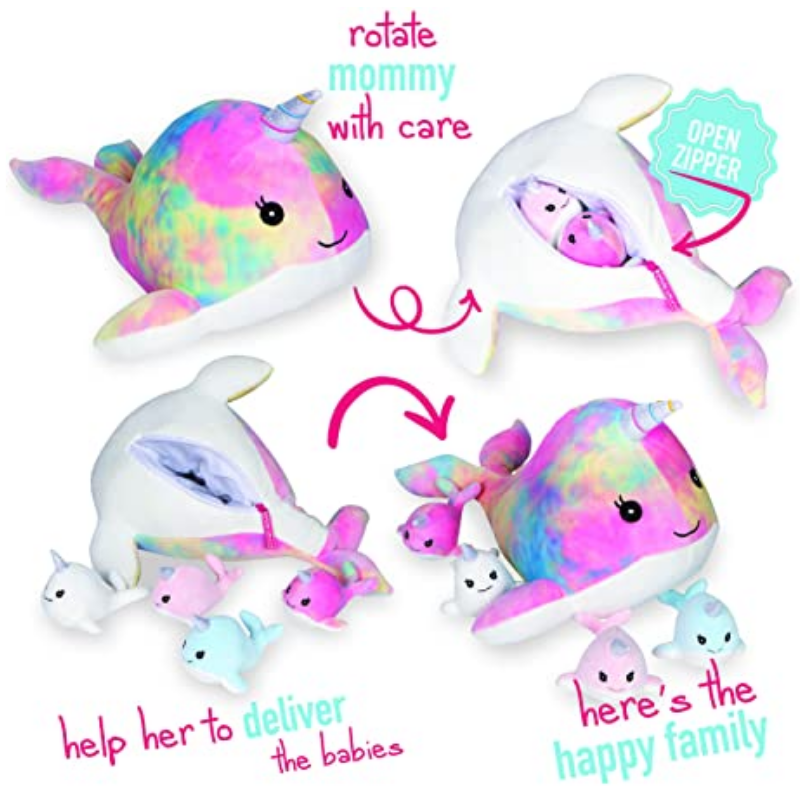 Narwhal Snuggable Mommy Narwhal Baby Set Of 5 Gift For Children