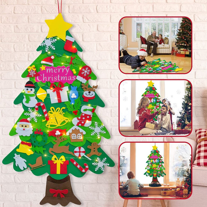 DIY Felt Christmas Tree Set for Kids with 34 Ornaments | Indoor Wall Hanging Christmas Tree with Velcro