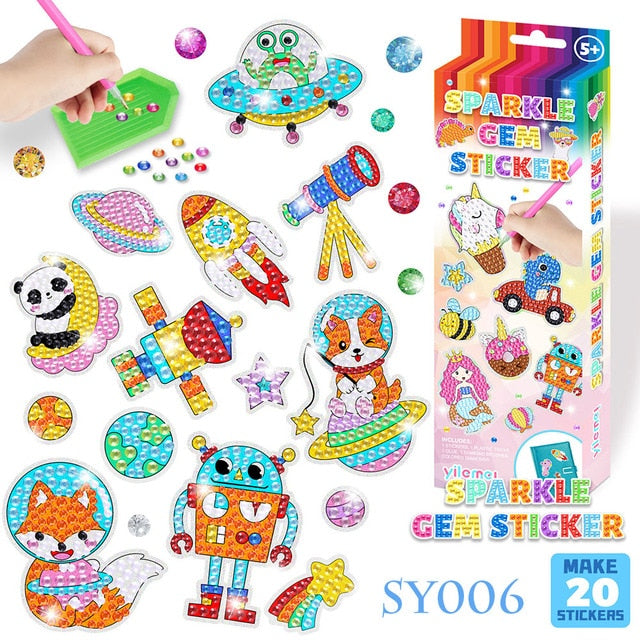 Sparkle Gem Stickers | DIY children's free stick cartoon diamond sticker painting