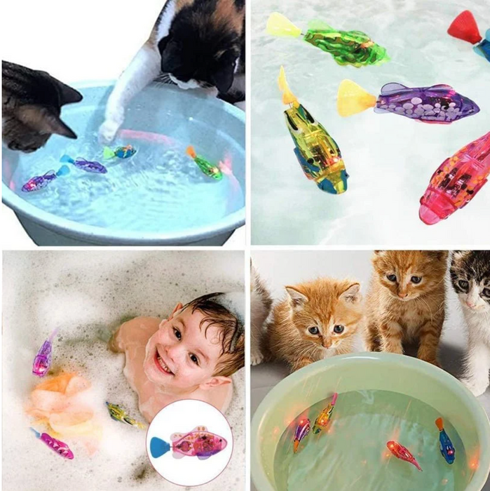 Swimming Robot Fish Toy for Cat and Dog with LED Light | Interactive Dog/Cat Toy | Electronic Pet Fish- Set of 4